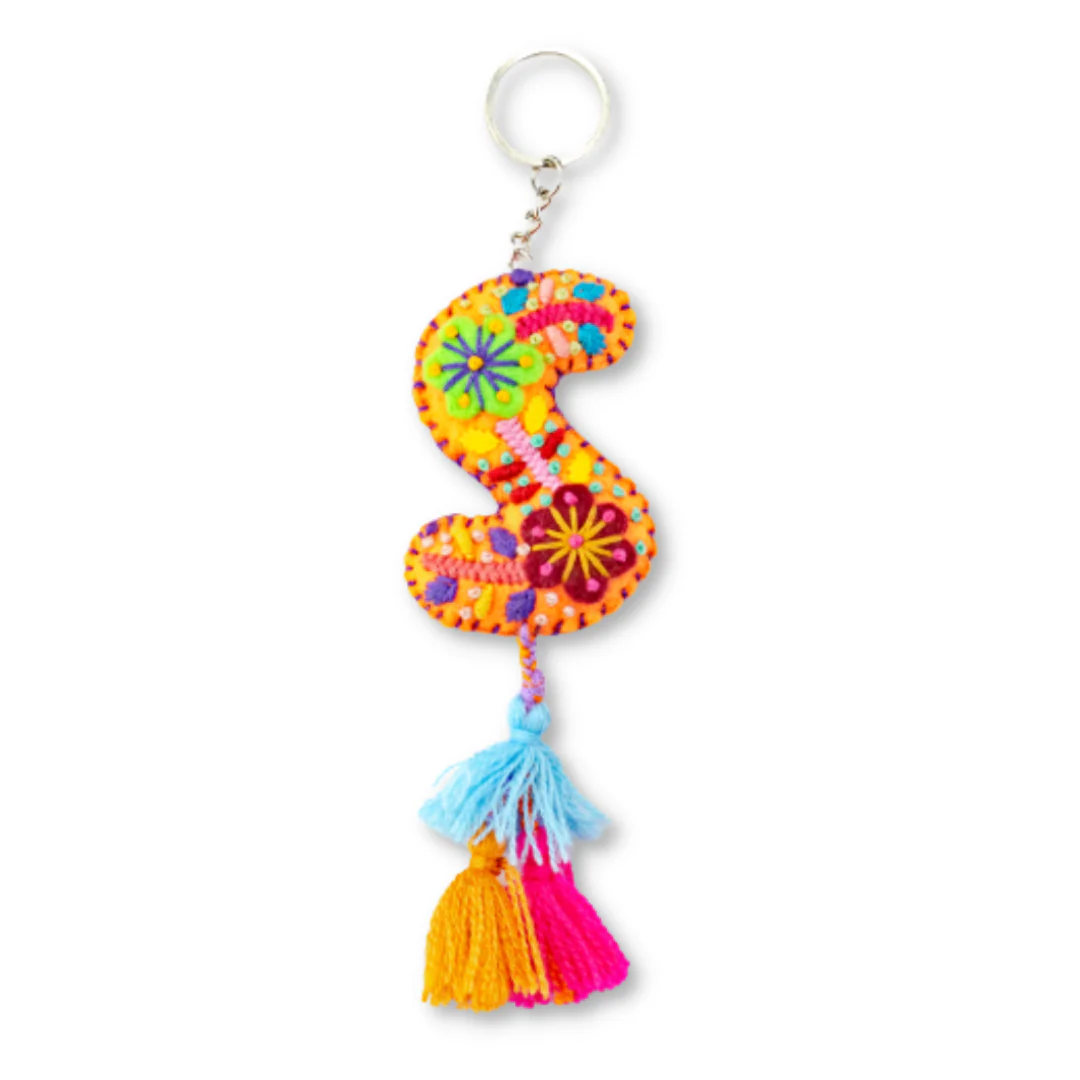 Alphabet Letter Embroidered Boho Keychain | Bag Charm - Mexico - Image 22