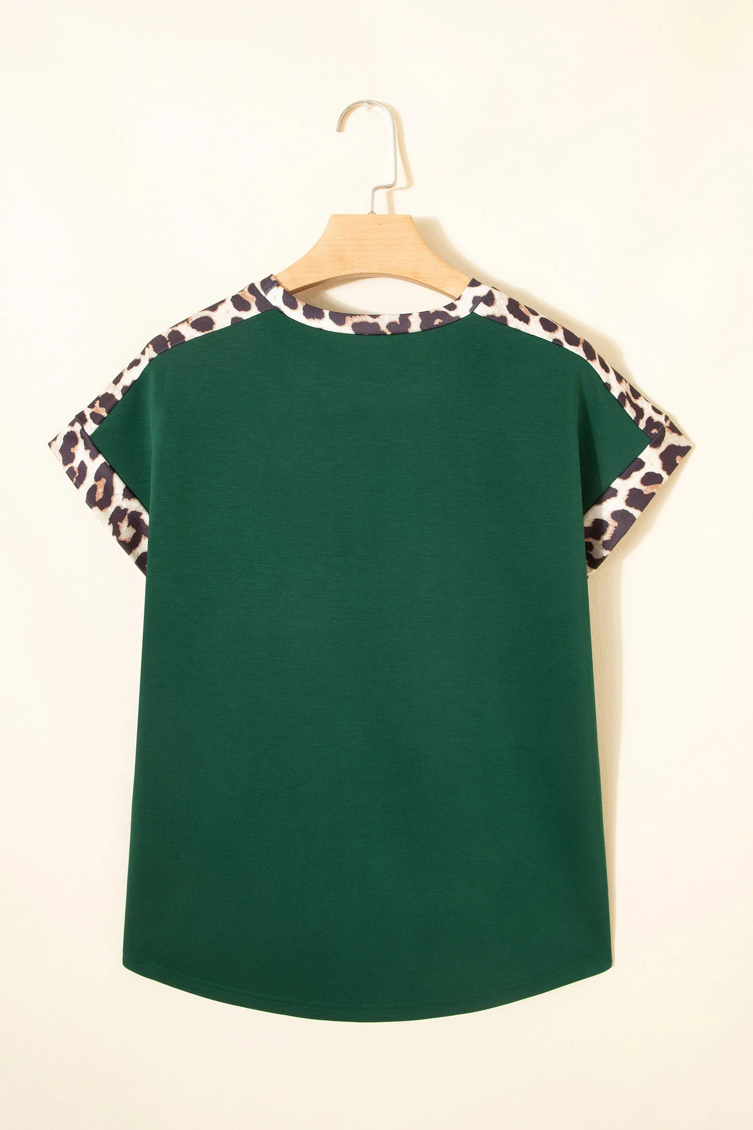 Leopard Colorblock Round Neck Short Sleeve T-Shirt - Image 3