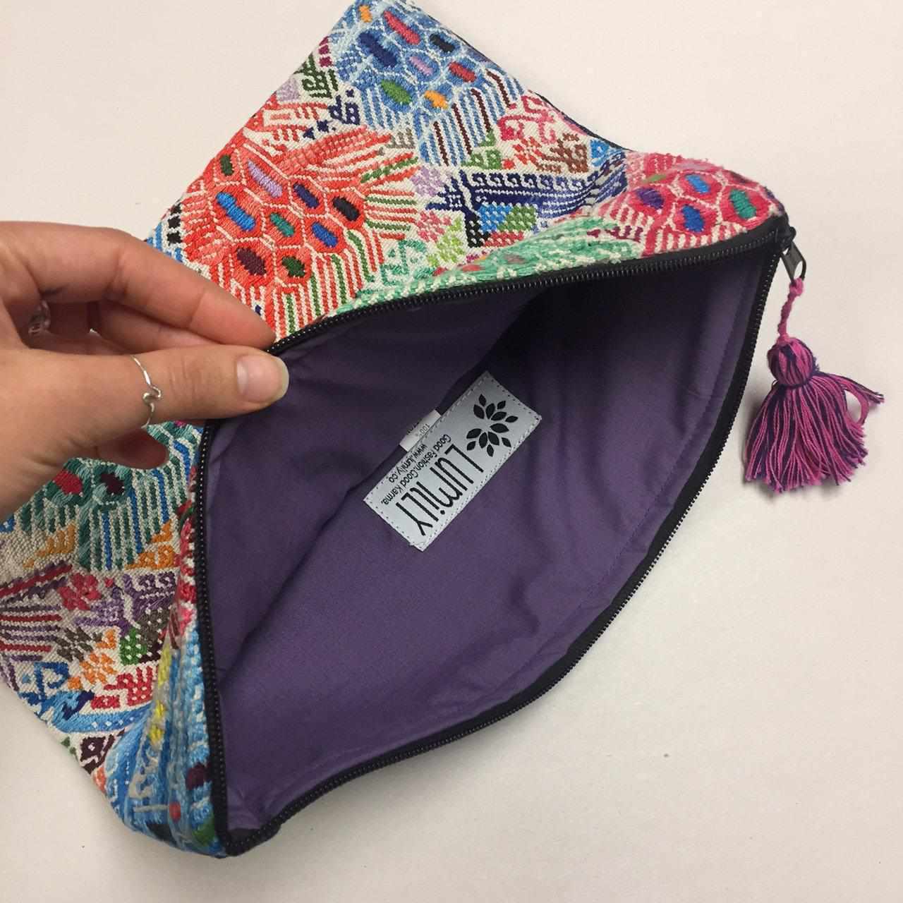 Maya Up-cycled Huipil Cosmetic One-of-a-Kind Bag (Small) - Guatemala - Image 4