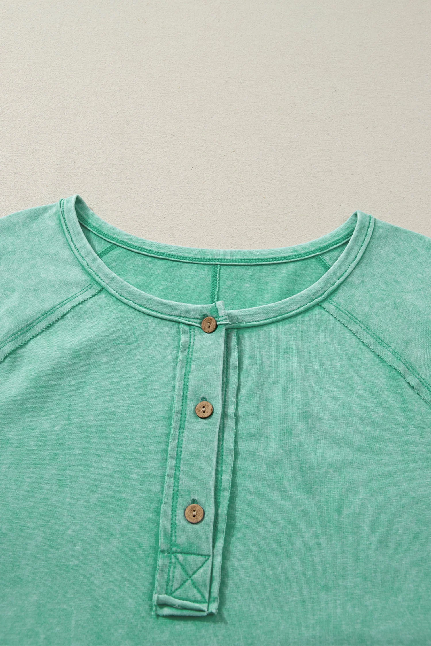 Mineral Wash Half-Button Raglan Sleeve T-Shirt - Image 3