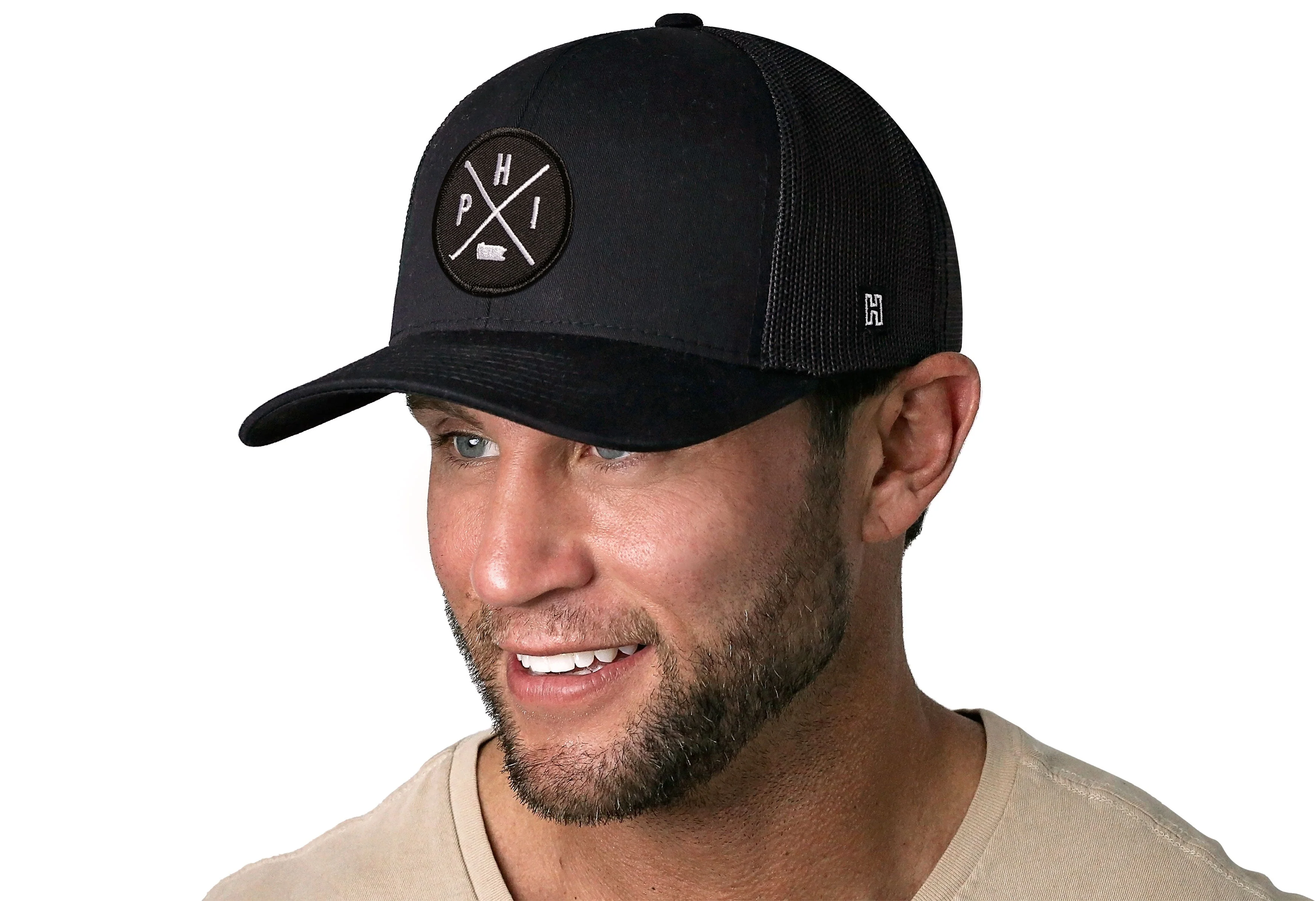Philadelphia Trucker Hat  |  Black PHI X Snapback - Image 3