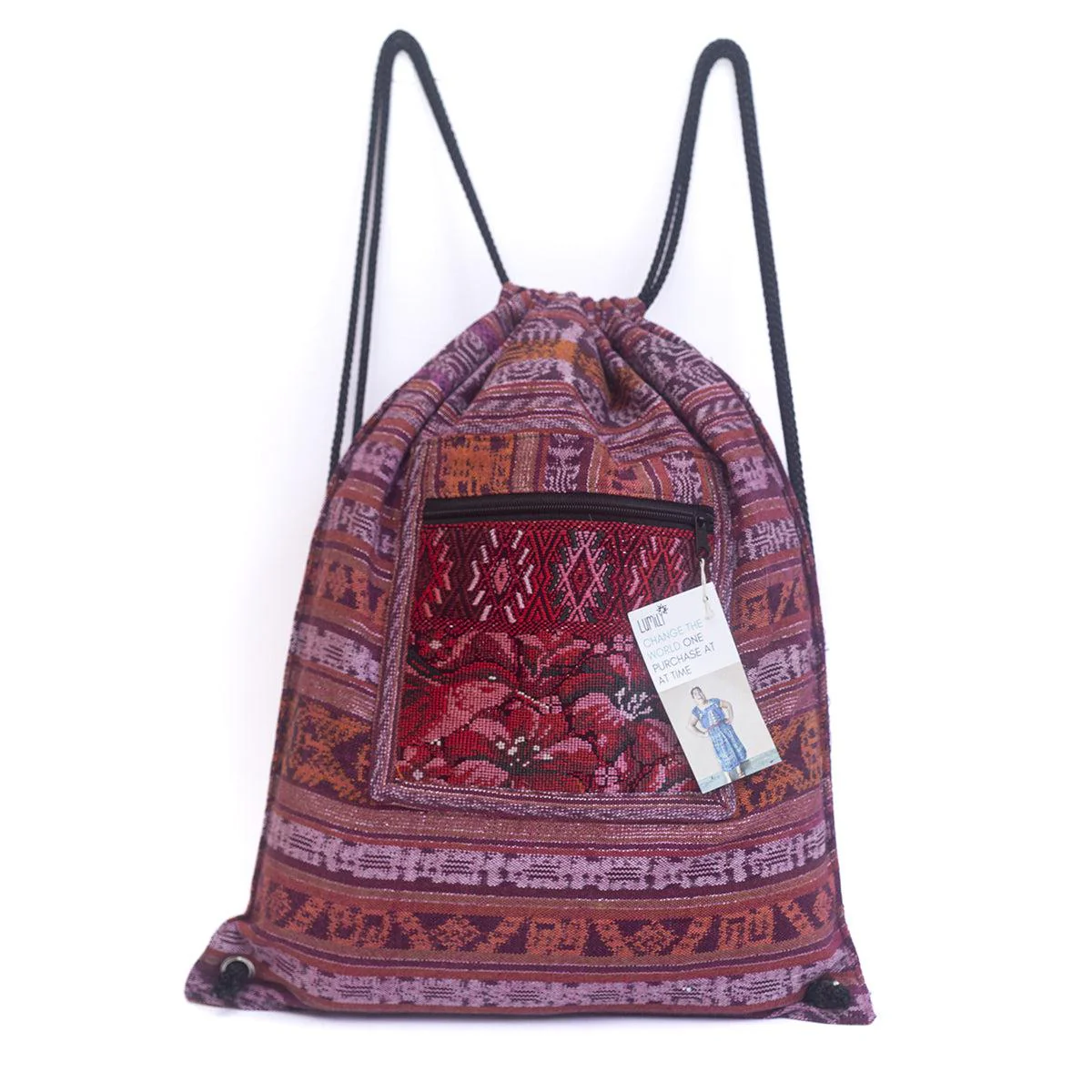 Salsa Upcycled Corte Backpack - Unique Guatemalan Handicraft - Image 26