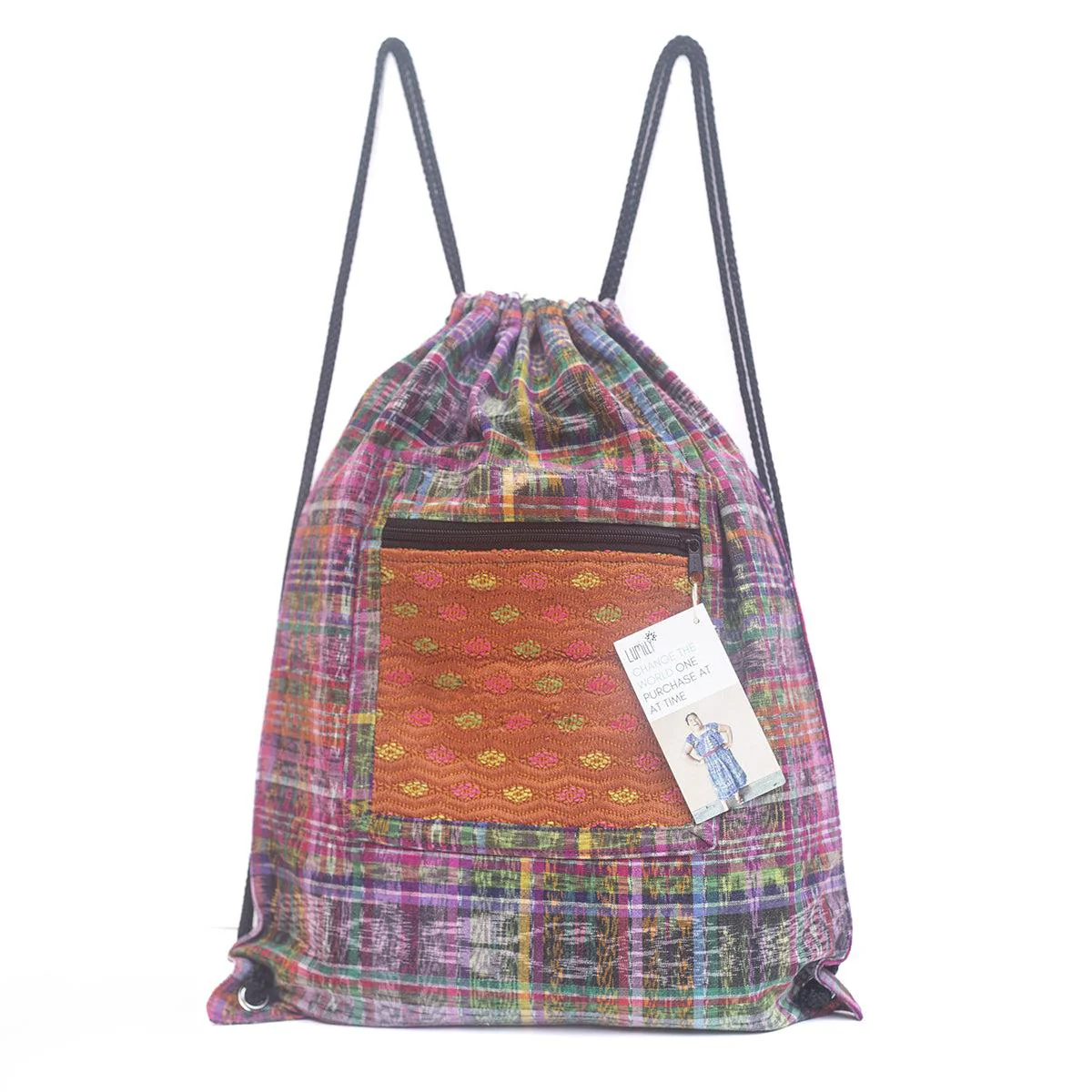 Salsa Upcycled Corte Backpack - Unique Guatemalan Handicraft - Image 40