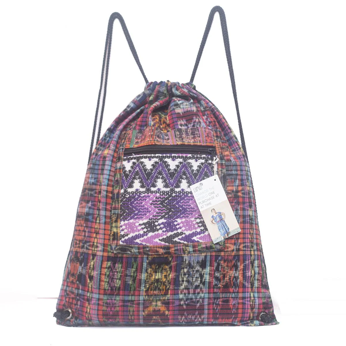 Salsa Upcycled Corte Backpack - Unique Guatemalan Handicraft - Image 48