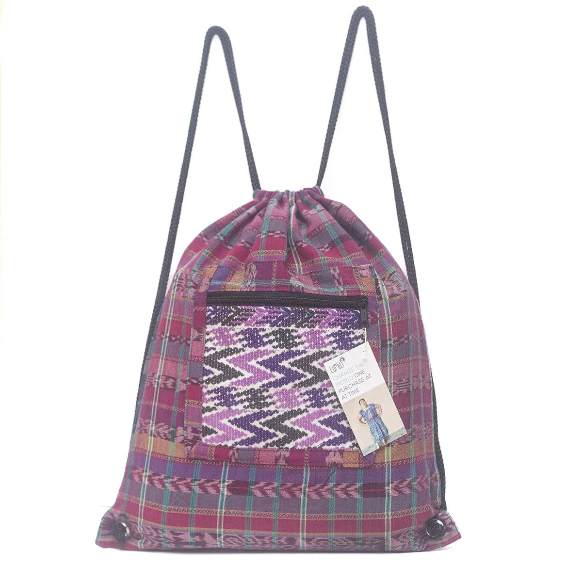 Salsa Upcycled Corte Backpack - Unique Guatemalan Handicraft - Image 51