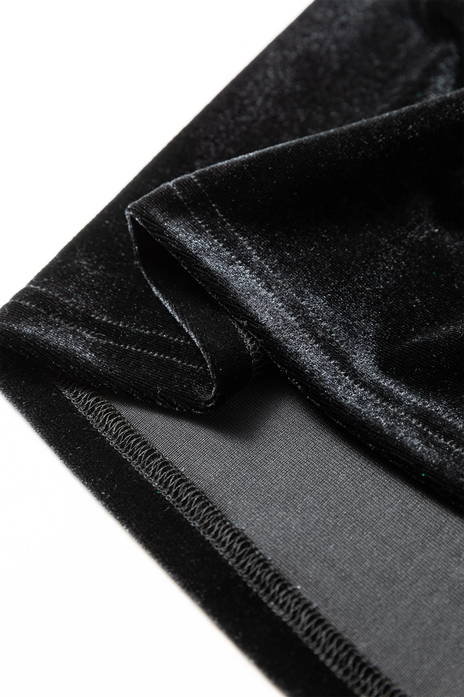Solid Velvet Frilled Collar Smocked Puff Sleeve Blouse - Image 5