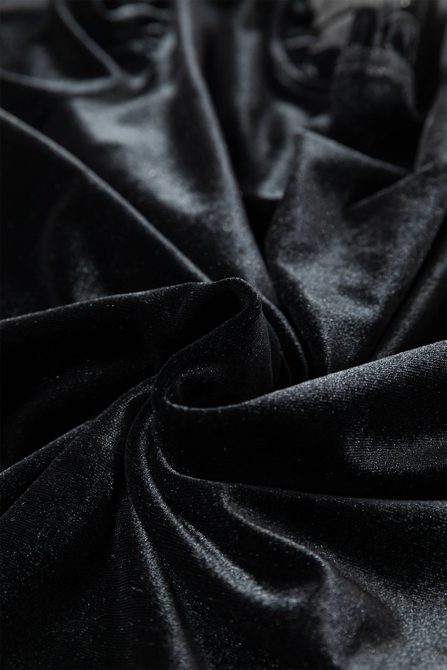 Solid Velvet Frilled Collar Smocked Puff Sleeve Blouse - Image 6