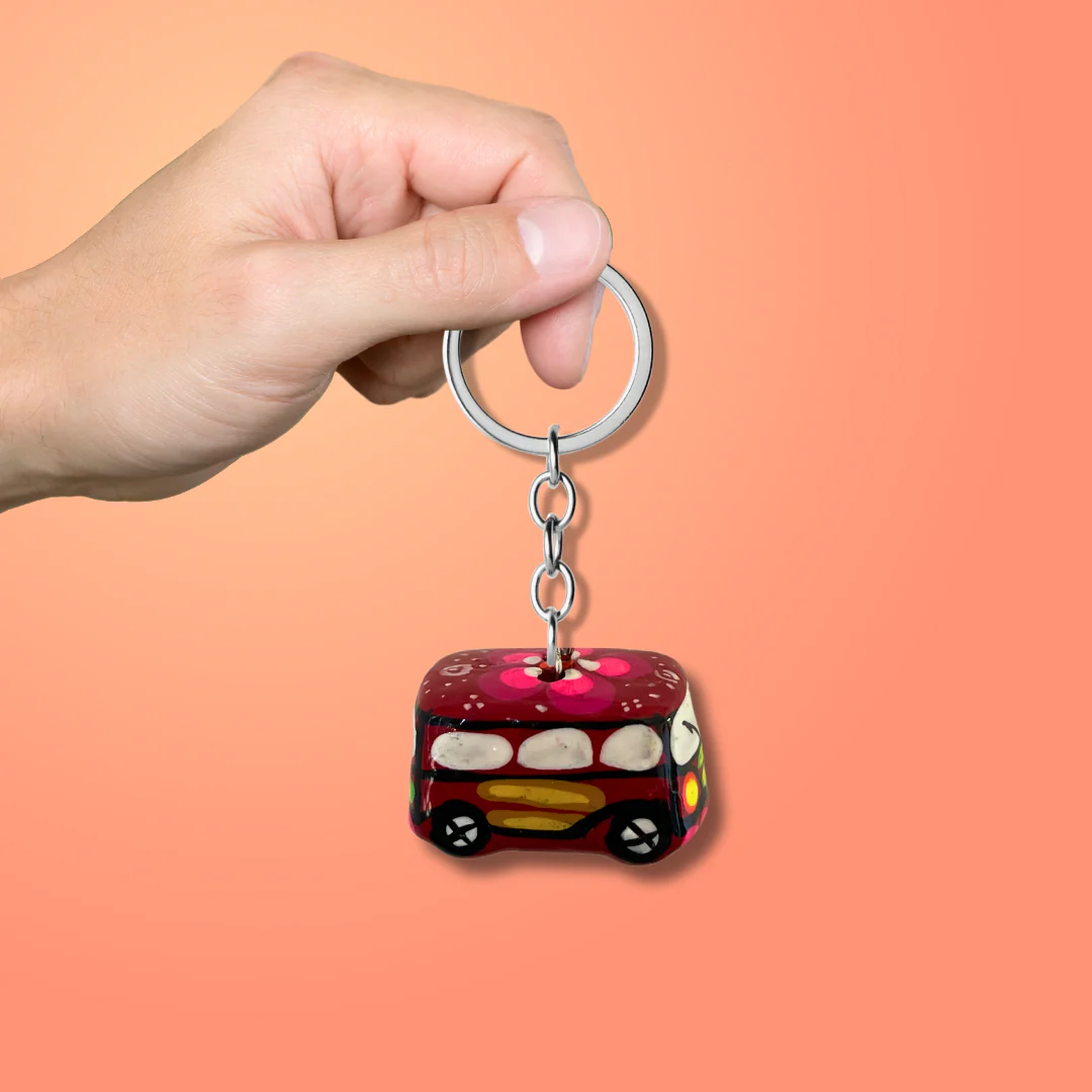 Volkswagen VW Van & Beetle Mexican Hand painted Clay Keychain - Mexico - Image 10
