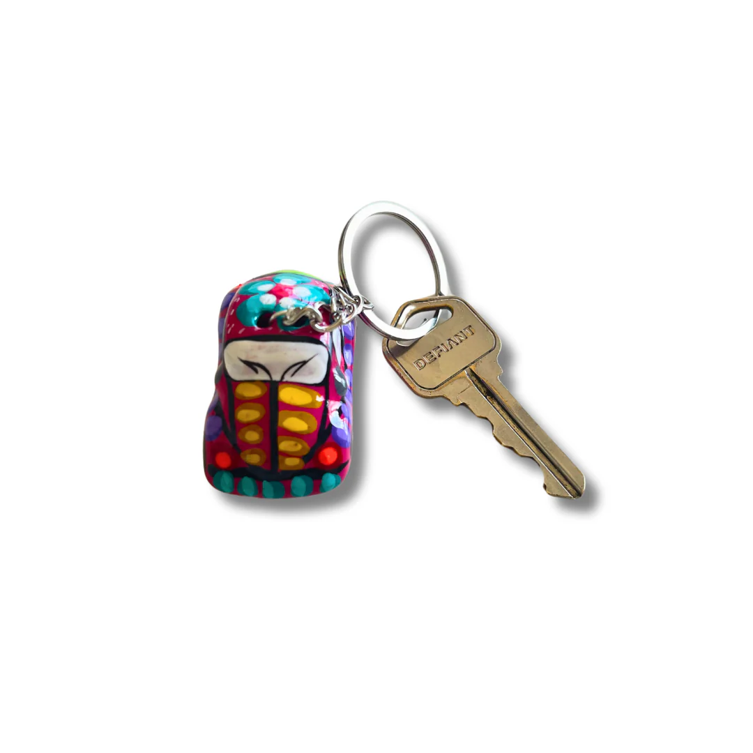Volkswagen VW Van & Beetle Mexican Hand painted Clay Keychain - Mexico - Image 8