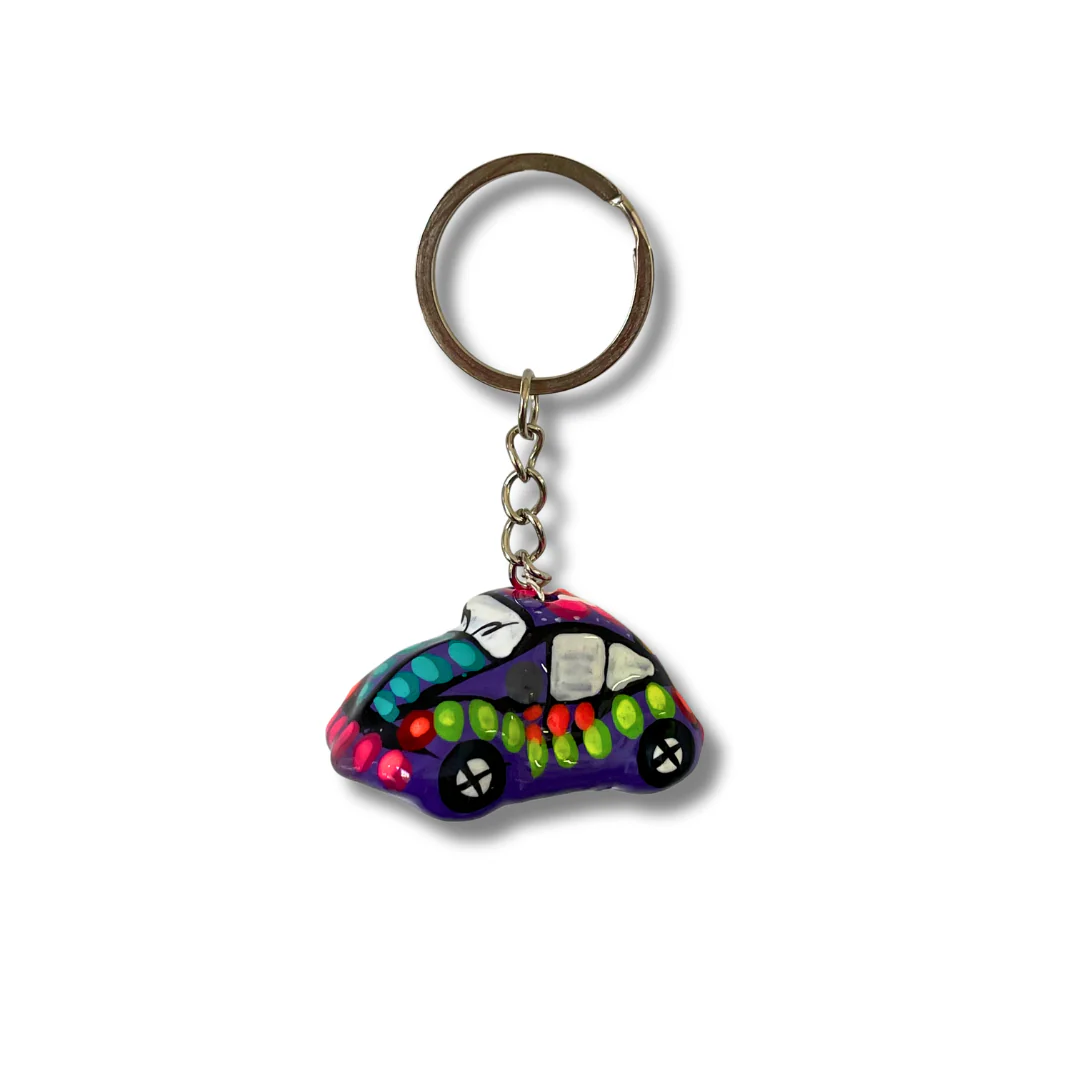 Volkswagen VW Van & Beetle Mexican Hand painted Clay Keychain - Mexico - Image 9