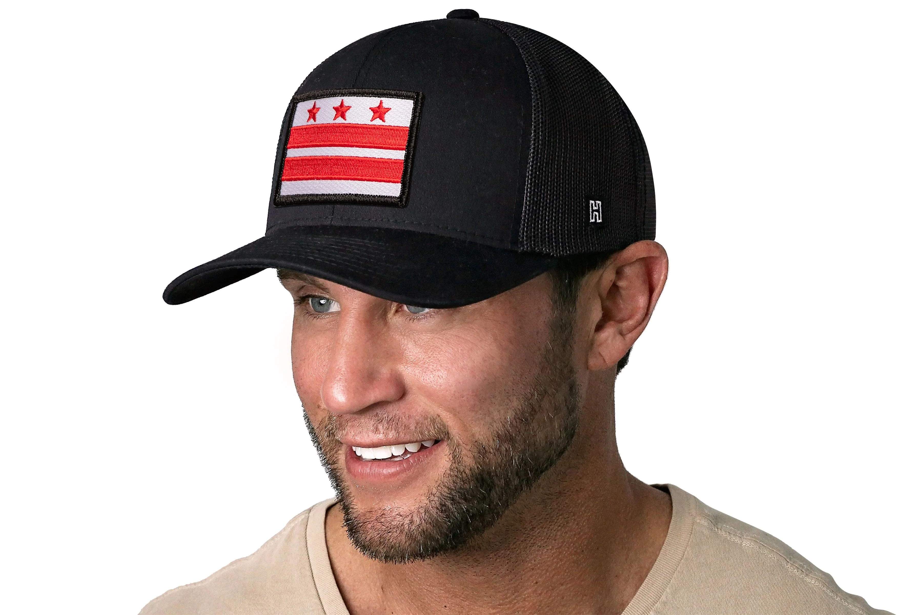 Washington DC Flag Trucker Hat | Black Snapback - Image 3