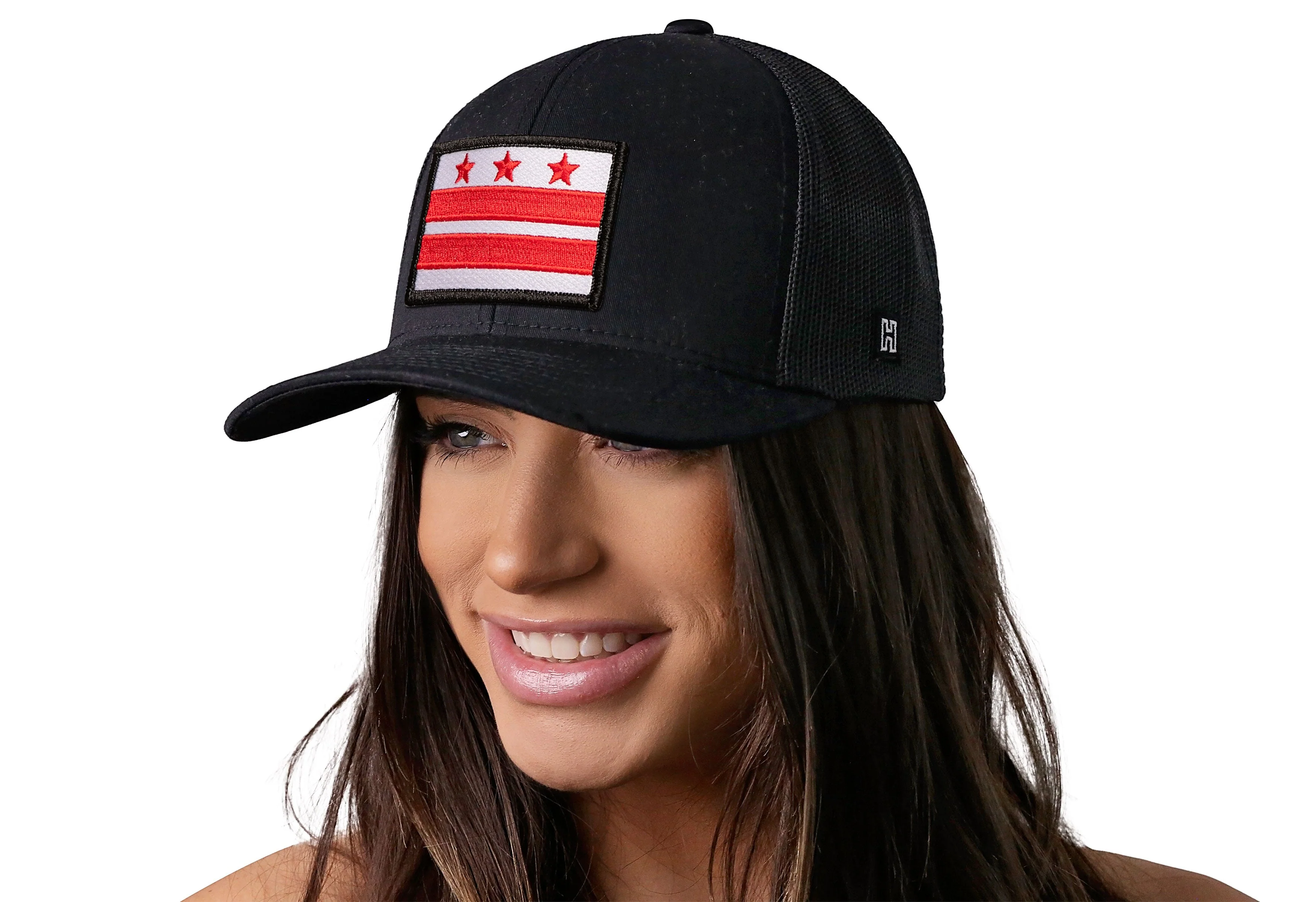 Washington DC Flag Trucker Hat | Black Snapback - Image 4